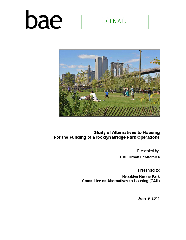 Study of Alternatives to Housing for the Funding of Brooklyn Bridge Park Operations